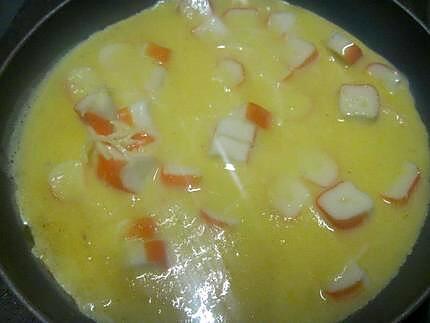 recette Omelette  au surimi et gruyère.