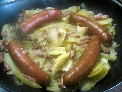 recette Saucisses Diots de Savoie façon boulangère.