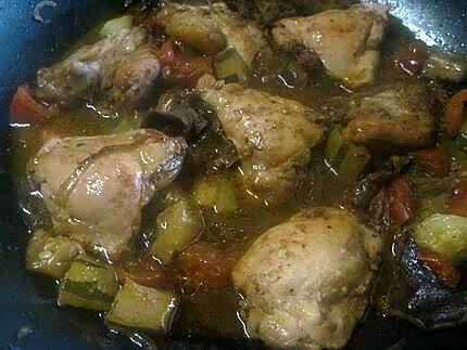 recette Hauts de poulet à la bière et légumes.