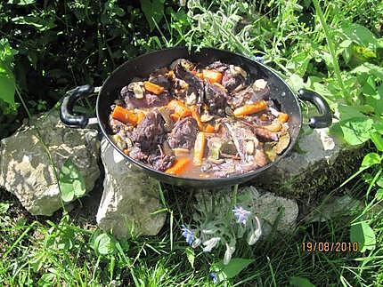 Coq et légumes au vin rouge en WOK.Tatie. Coq-et-legumes-au-vin-rouge-wok