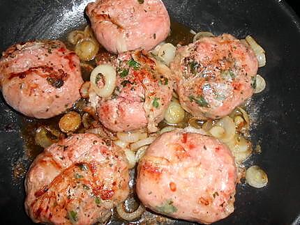 recette Crépinette de porc aux oignons et madére
