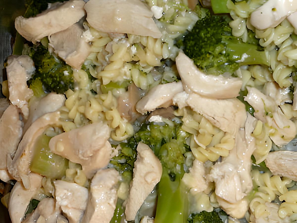 recette Gratin de fusillis au poulet et brocoli