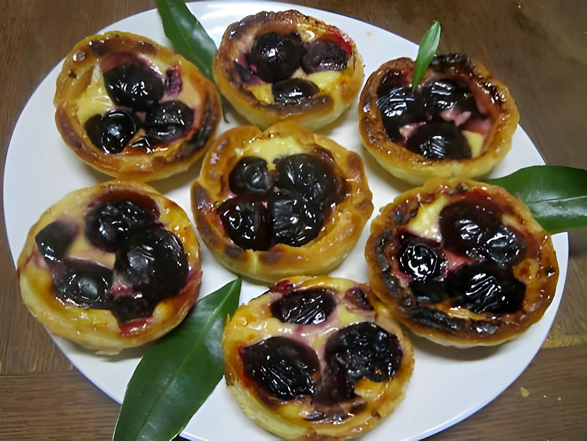 recette Tartelettes aux prunes rouges sur une crème.