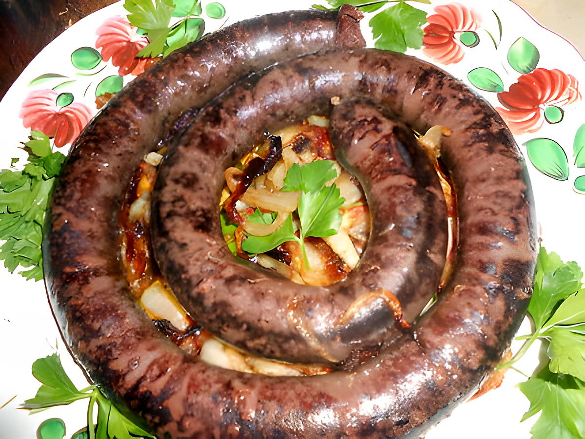 recette Brasse de boudin noir sur lit  d oignons