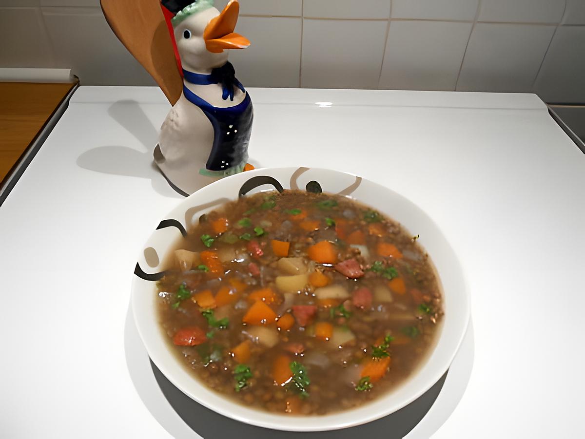 recette Potage de lentilles vertes, tout simple.