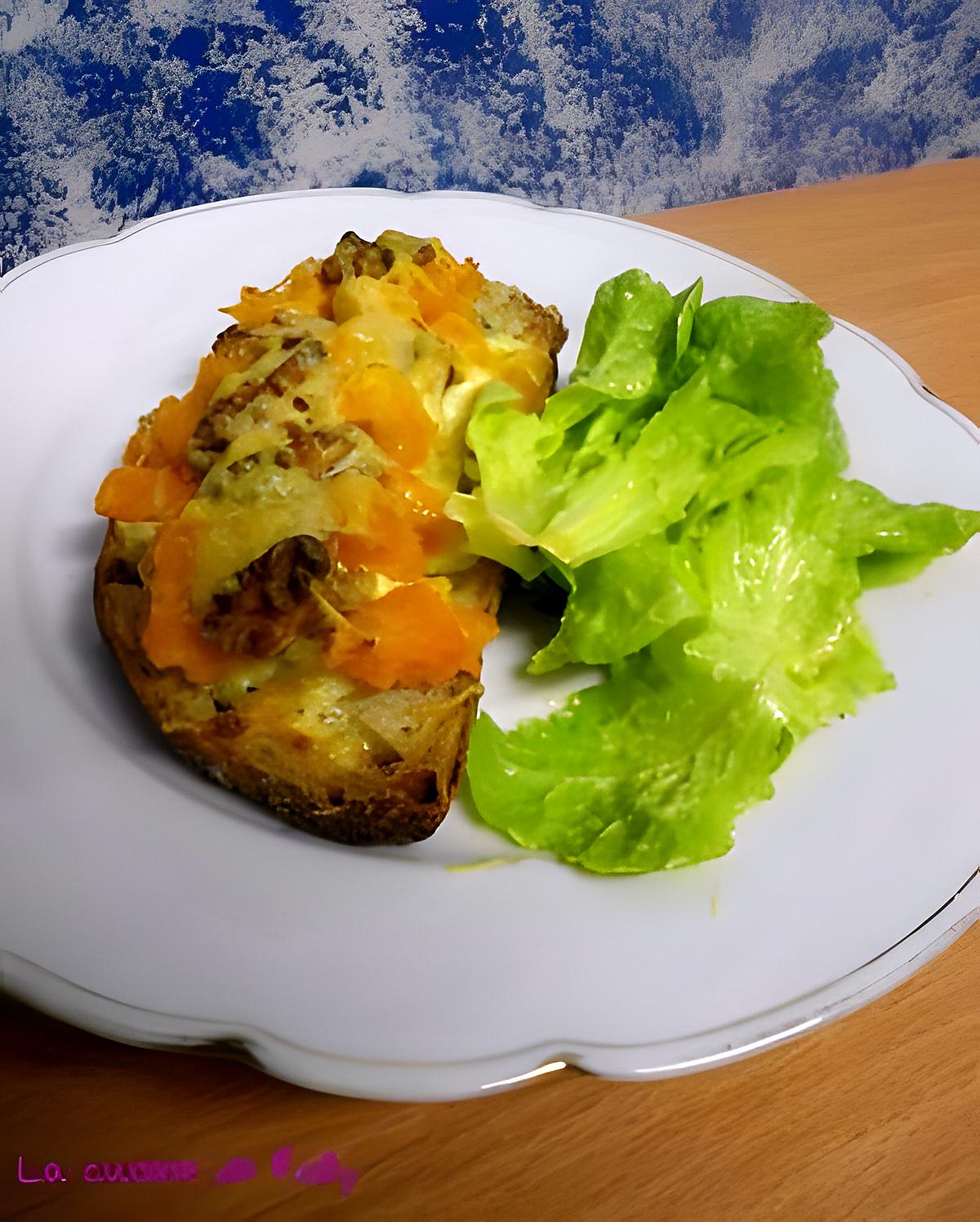 recette Tartine potimarron, bleu et noix