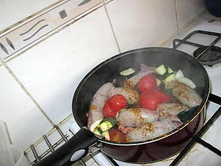 recette saucises tomates courgettes  et!!!quelle belle journée  !!!!