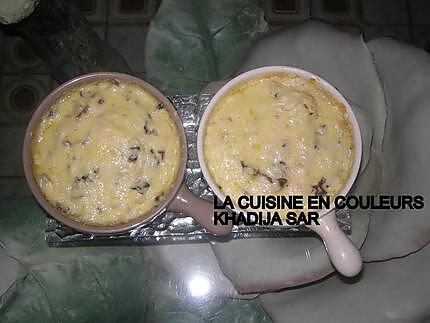 recette Gratin de pâtes au poulet et aux champignons