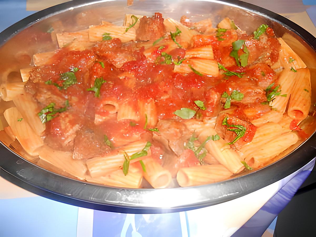 recette TORTIGLIONI  AL VITELLO ( au veau)