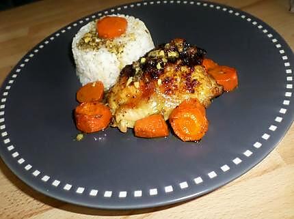 recette Poulet rôti au thym sur lit de carottes au cumin