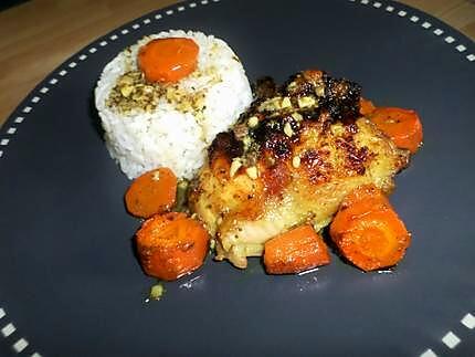 recette Poulet rôti au thym sur lit de carottes au cumin