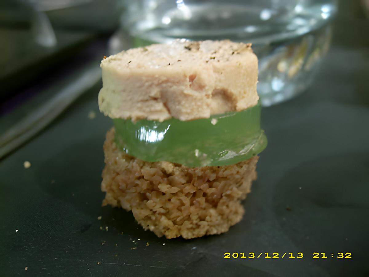 recette bouchée de foie gras à la gelée de kiwi et citron vert