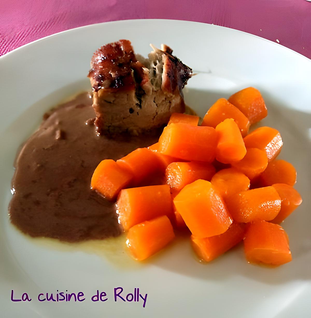 recette Filet mignon, sauce au chocolat et carottes glacées au miel