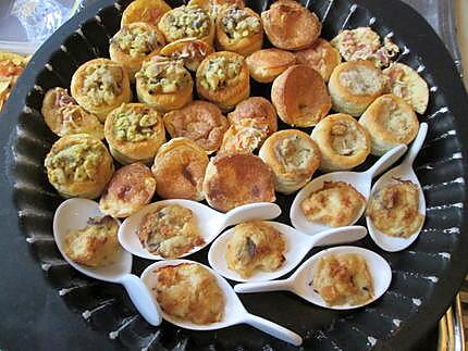 recette plateau apéritif,,feuilletés  st jacques   et   ris de veau  et tartelettes au roquefort idée de rosy