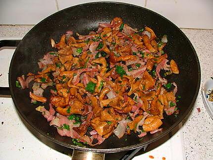 recette Tagliatelles, girolles et pancetta