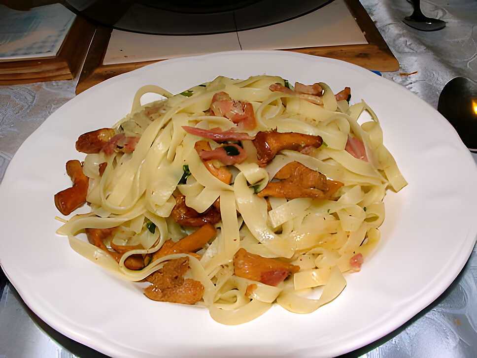 recette Tagliatelles, girolles et pancetta