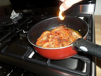 recette Gambas à l'armoricaine (repas d'anniversaire de mon chéwi)