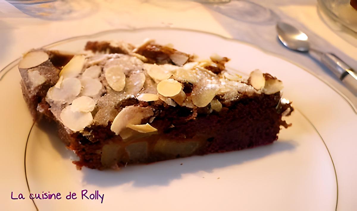 recette Moelleux poire chocolat amandes