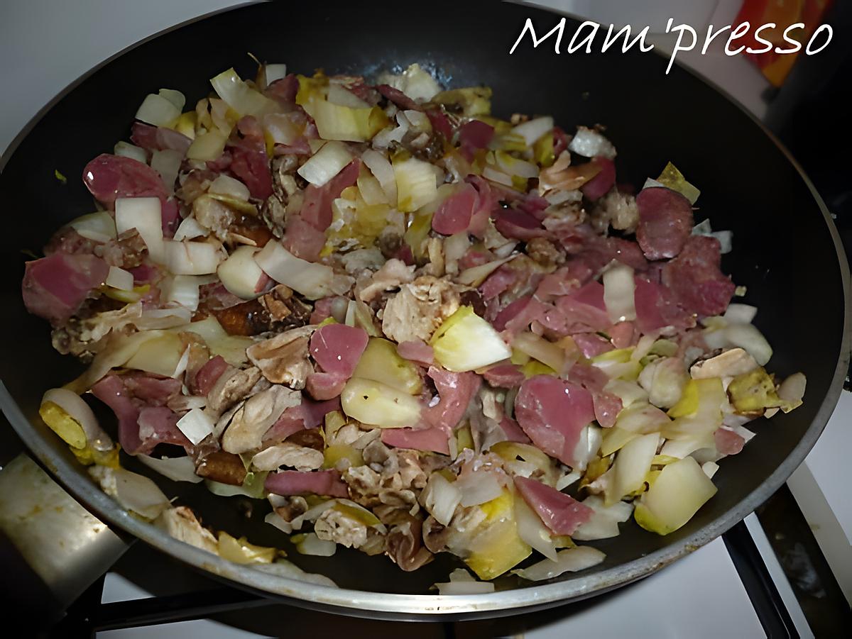 recette Poêlée d'endives aux coulemelles et gésiers de poulet