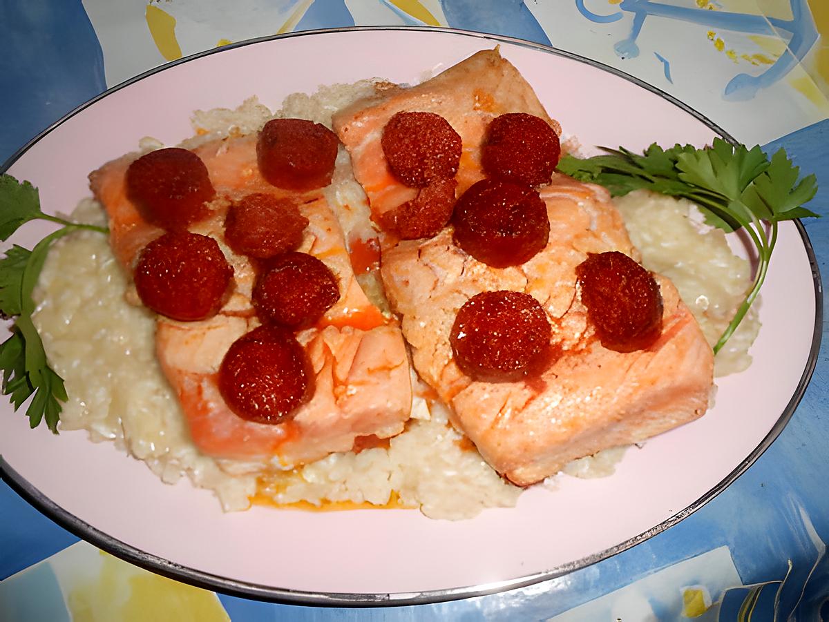 recette Pavé de saumon au chorizo