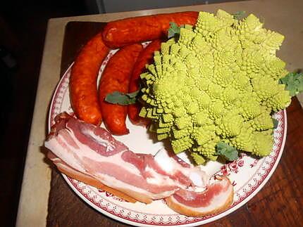 recette Saucisses fumées au chou romanesco