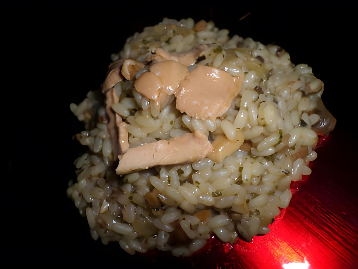 recette Risotto au cépes foie gras et sa compoté d'oignons