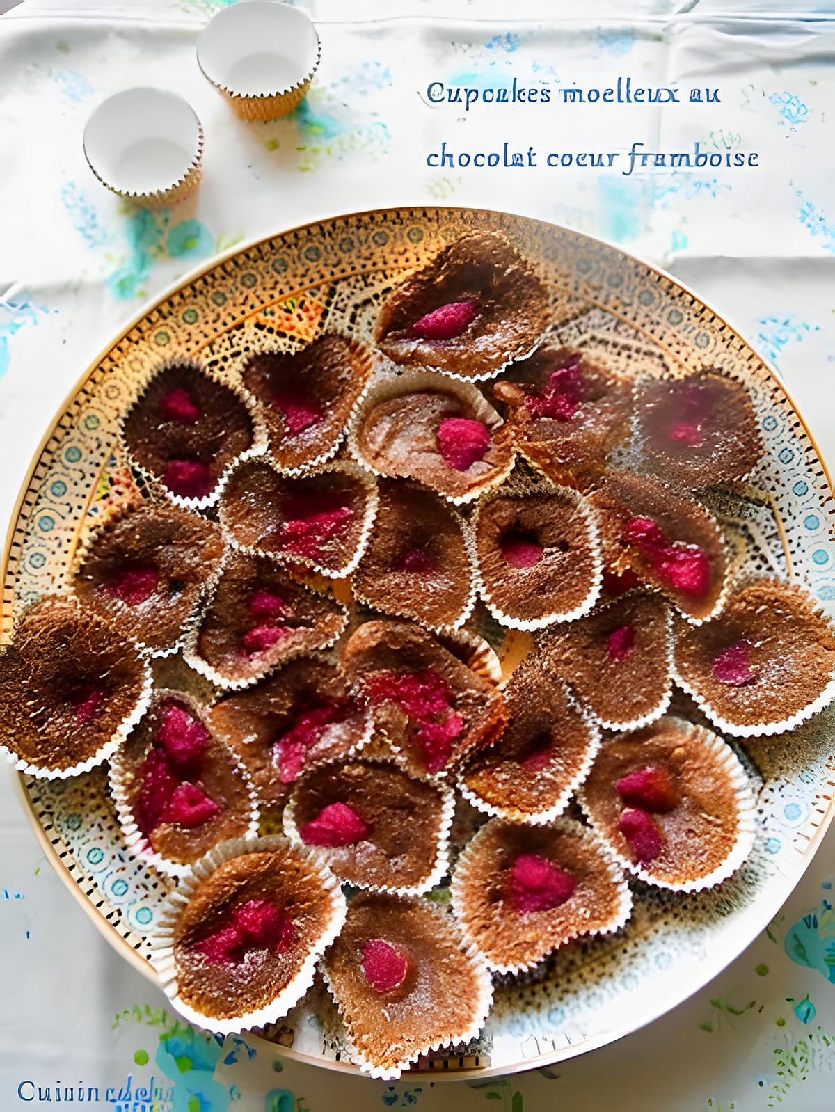 recette Cupcakes moelleux au chocolat coeur framboise