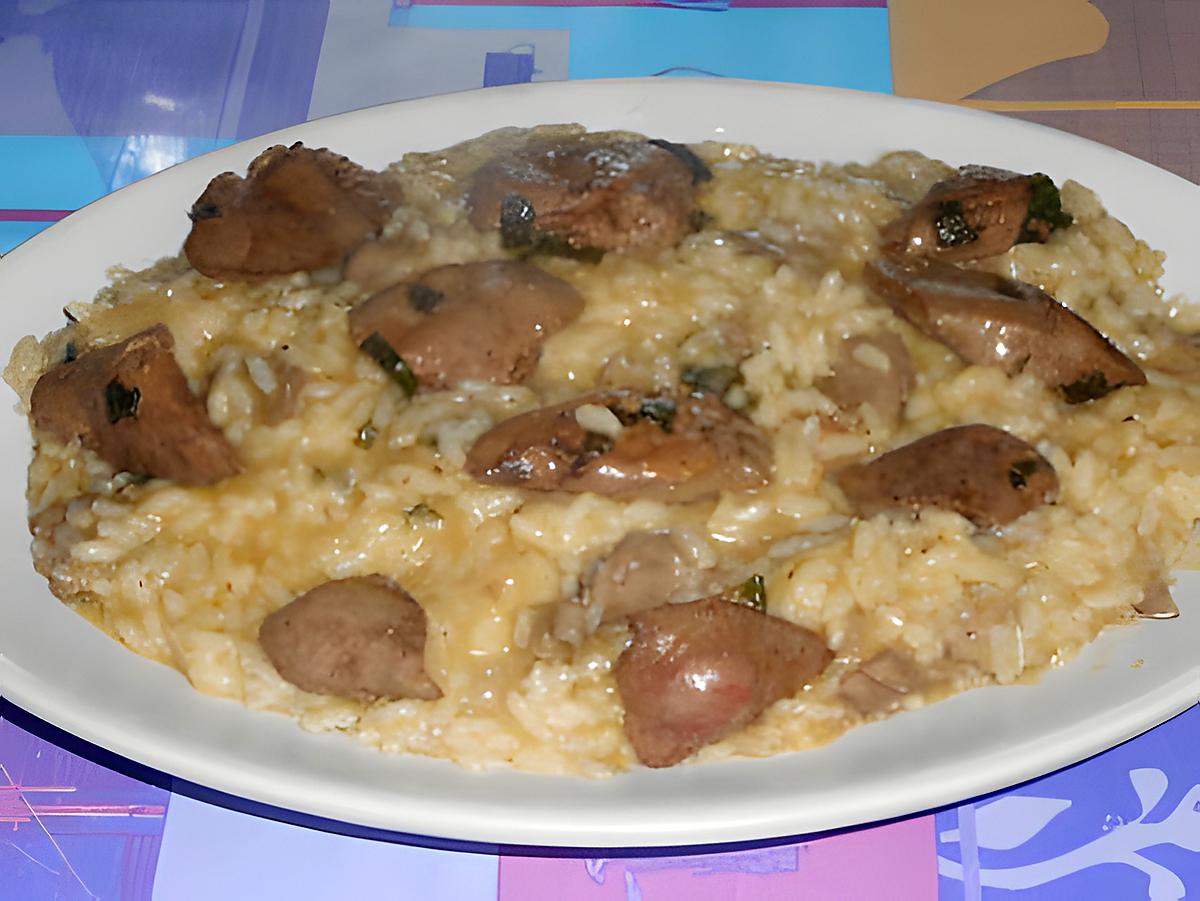 recette RISOTTO  AI  FEGATINI  DI CONIGLIO  BURRO E  SALVIA (foies de lapin beurre et sauge)