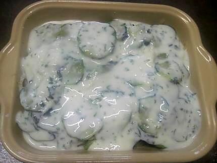 recette Courgettes  en sauce blanche basilic.