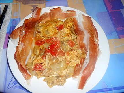 recette OMELETTE  AUX  ENDIVES  (genre piperade) ET SPECK