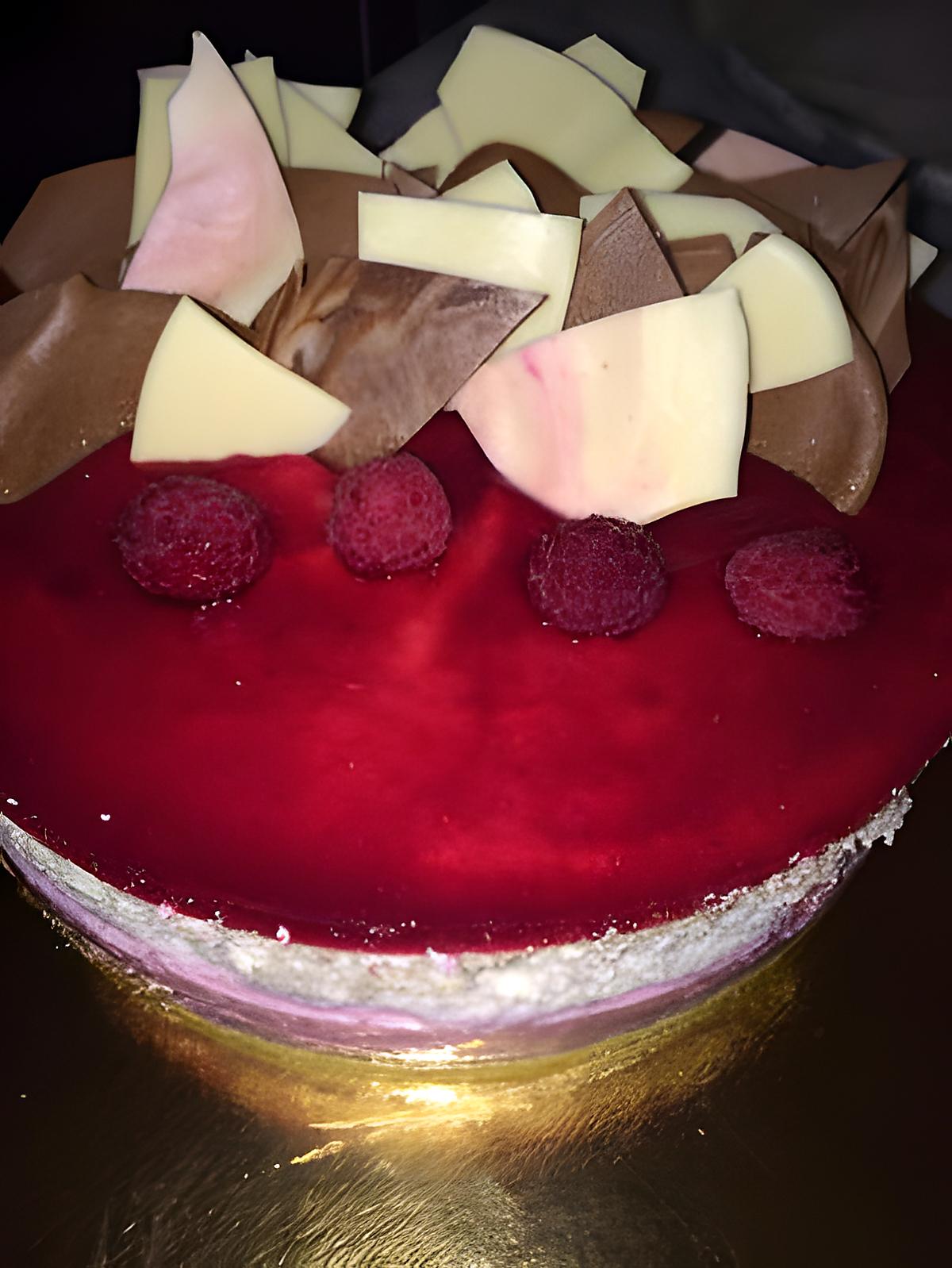 recette Entremet mousse framboise et chocolat blanc