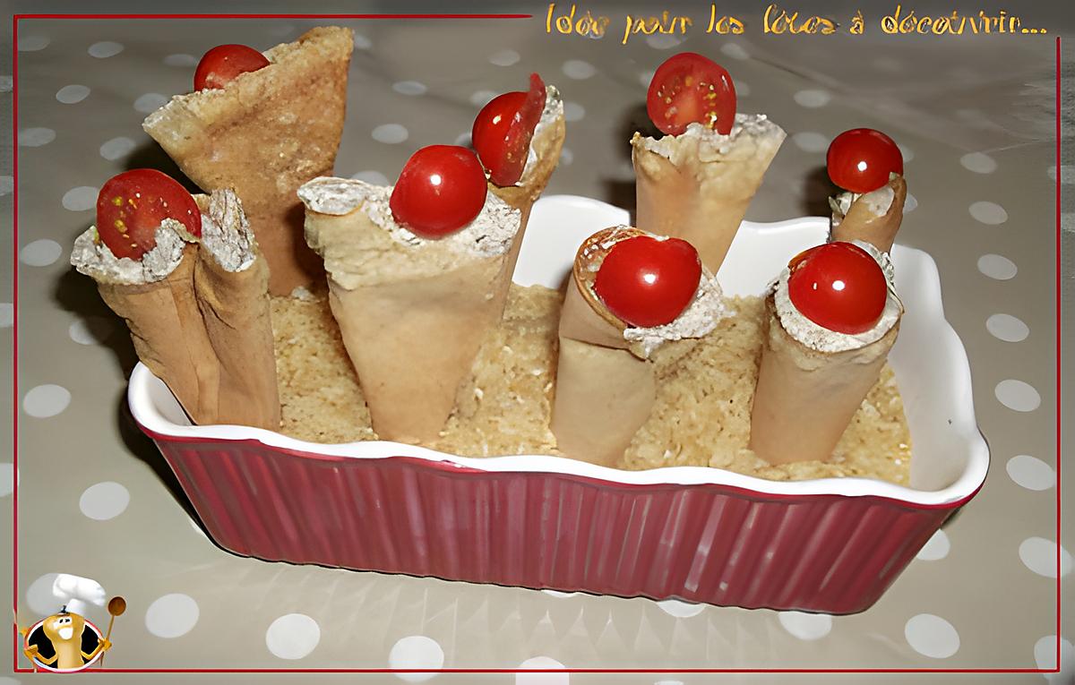 recette Feuille de brick à la crème de champignon façon cornet de glace