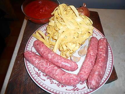 recette Saucisse de toulouse aux tagliatelles