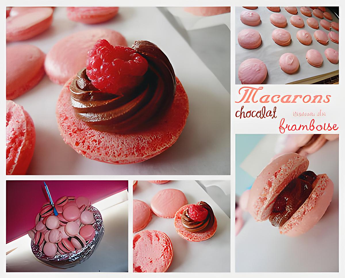 recette Macarons au chocolat noir et cœur de framboise