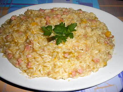 recette RISOTTO  CON  PROSCIUTTO COTTO E PORRI  (jambon cuit et poireaux)