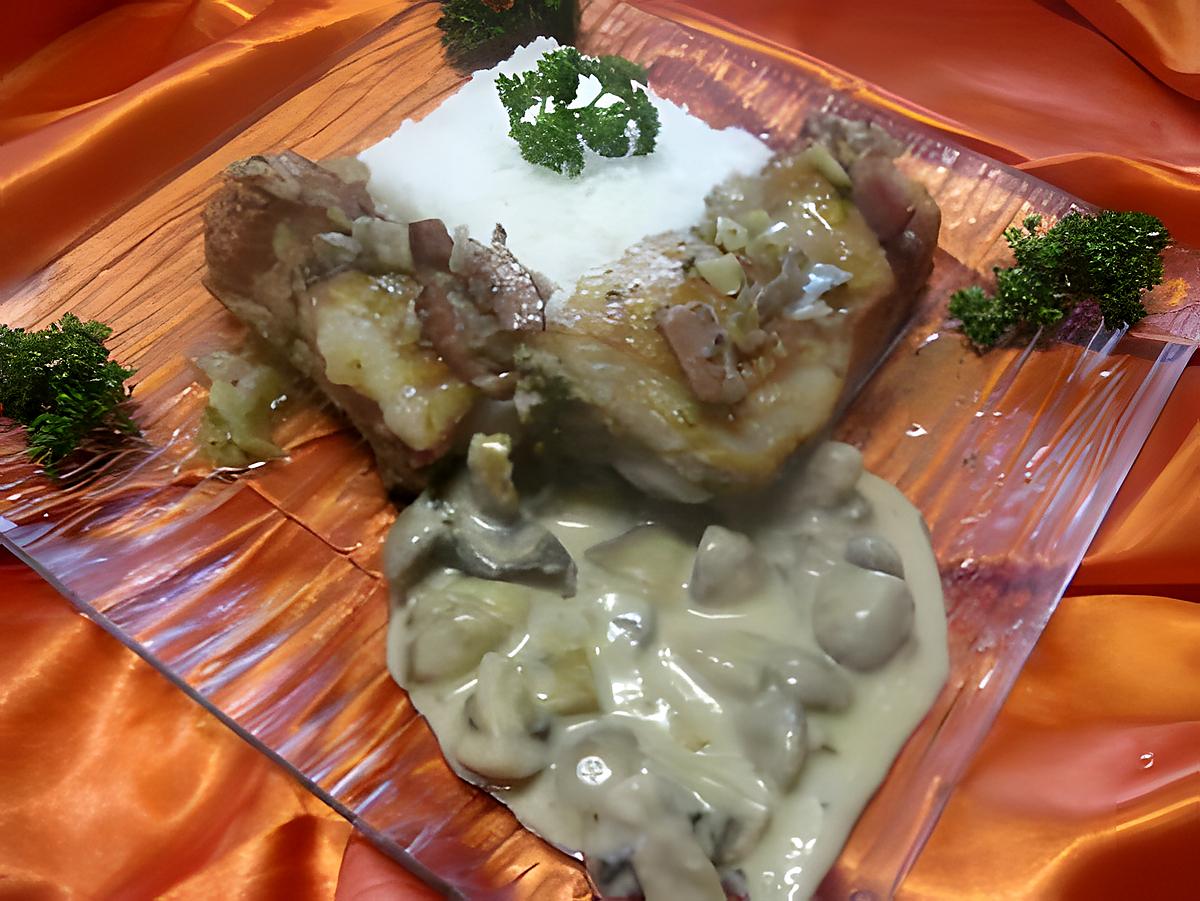 recette Poitrine de veau aux champignons avec sauce.