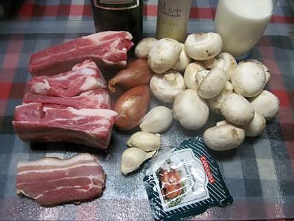 recette Poitrine de veau aux champignons avec sauce.