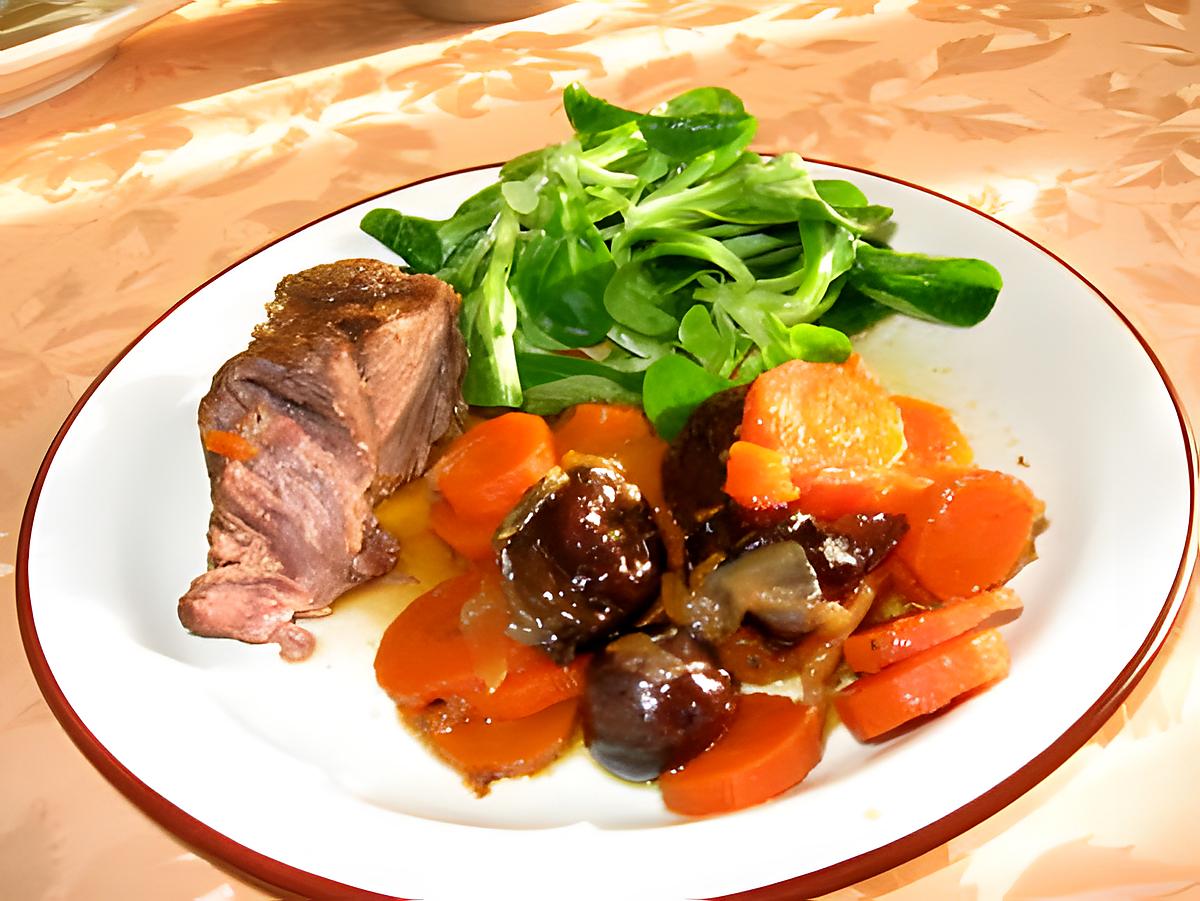 recette Boeuf braisé, carottes et pruneaux