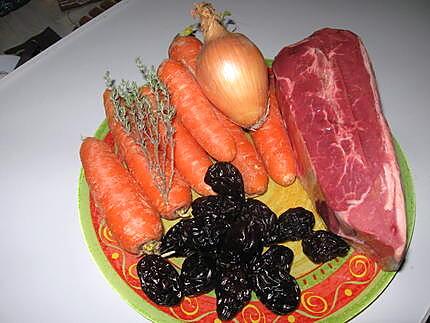 recette Boeuf braisé, carottes et pruneaux