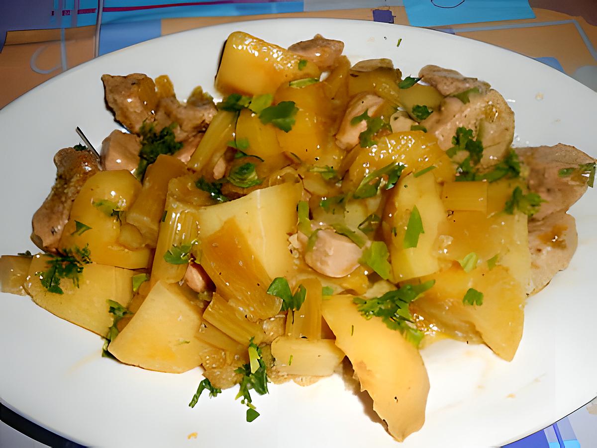 recette SPEZZATINI  DI   MAIALE  SEDANO   E  PATATE (sauté de porc céleri et pommes de terre)