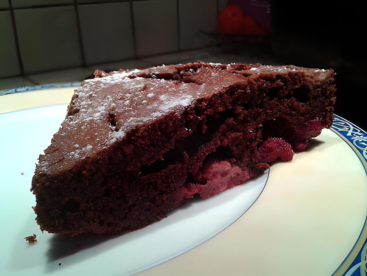 recette Fondant au chocolat noir et framboises