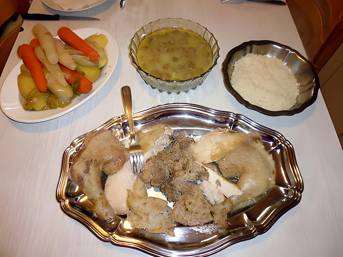 recette Poule farcie, sauce blanche et champignons de Paris