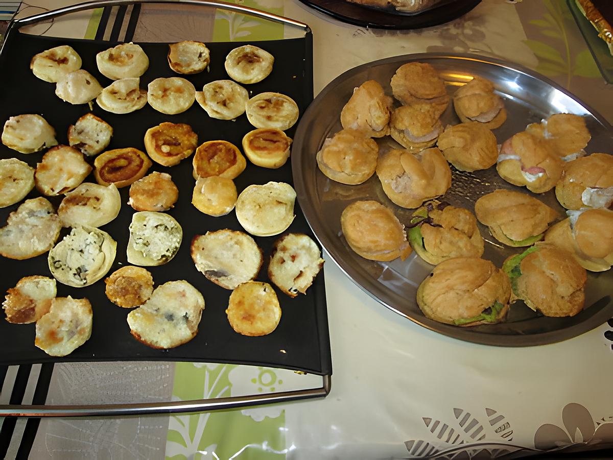 recette plateau apéritif  chouquettes   de   mirabelle::toasts  variés  certains avec du babybel;;  de qui!!!