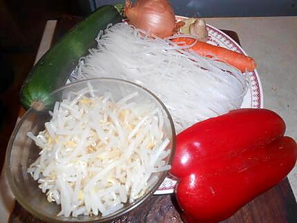 recette Nouilles de riz sautées aux légumes