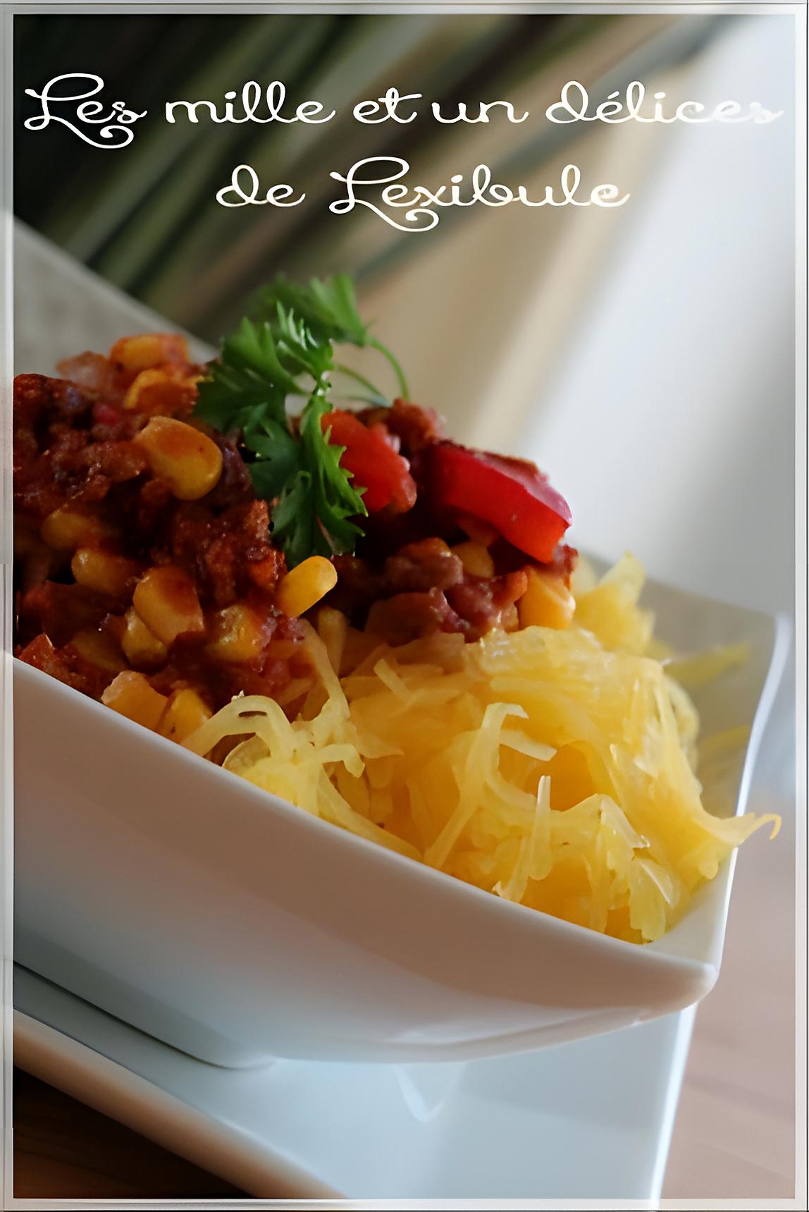 recette ~Chili rapide et courge spaghetti~