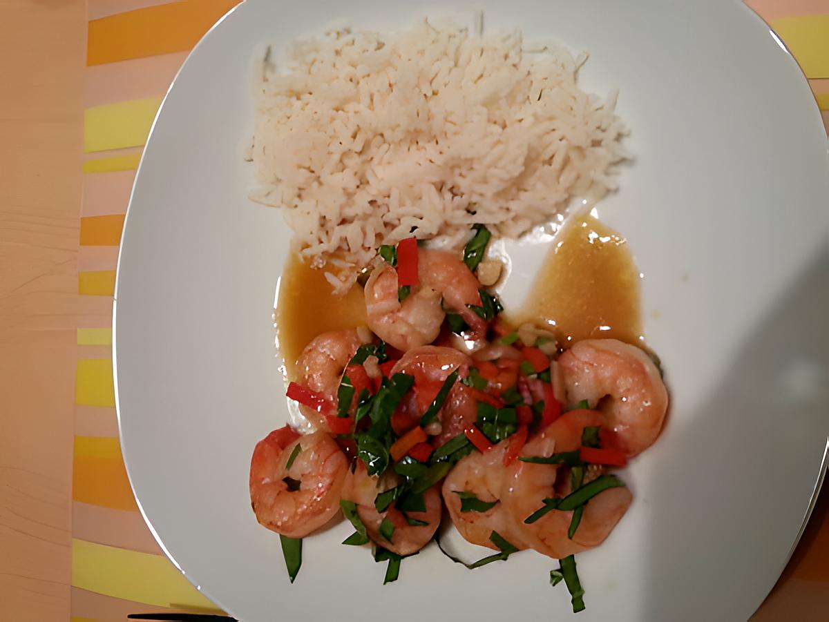 recette Crevettes sautées au basilic