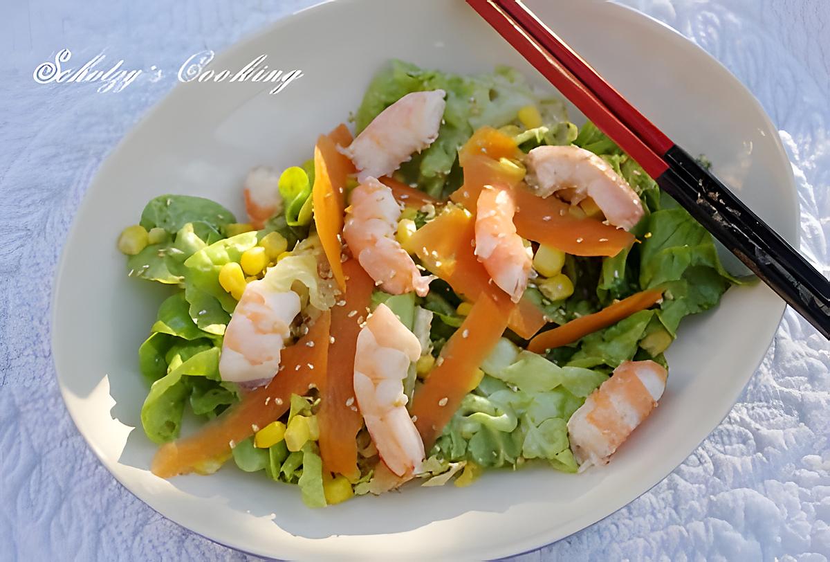 recette Salade de crevettes aux saveurs asiatiques