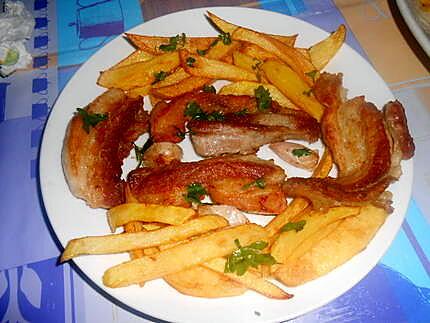 recette TRANCHETTES DE  LARD  GRILLE  ET  FRITES