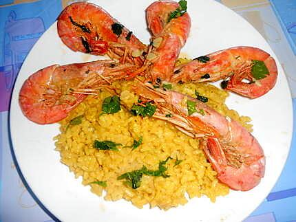 recette RISOTTO  SAFRANNE  CON  GAMBAS