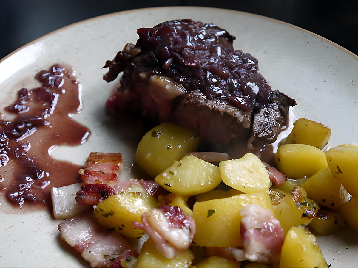 recette cote de boeuf sauce marchand de vin et ses p de terre aux lards